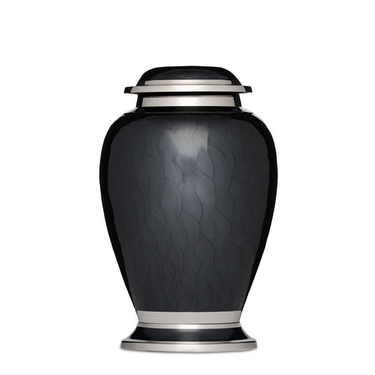Black Enamel and Silver Majestic Urn - PREMIUM URNS