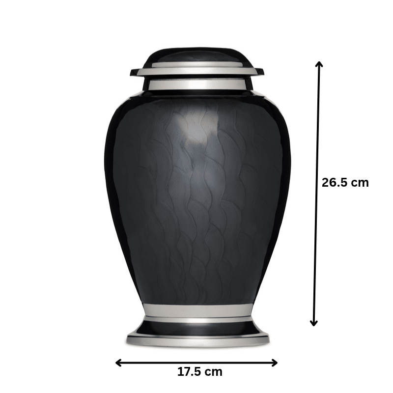 Black Enamel and Silver Majestic Urn - PREMIUM URNS
