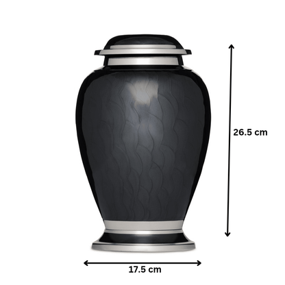 Black Enamel and Silver Majestic Urn - PREMIUM URNS
