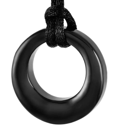 Black Eternity Circle Cremation Pendant - PREMIUM URNS