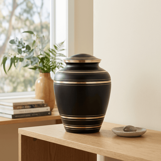 Black & Gold Rings Adult Urn - PREMIUM URNS