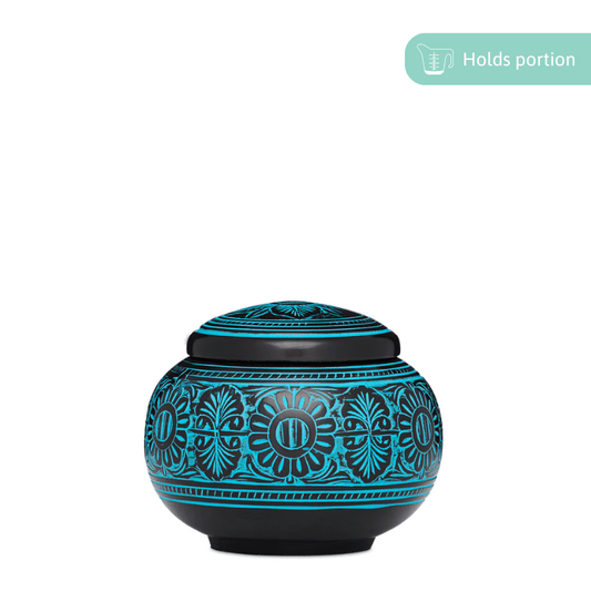 Black with Blue Floral Medium - PREMIUM URNS