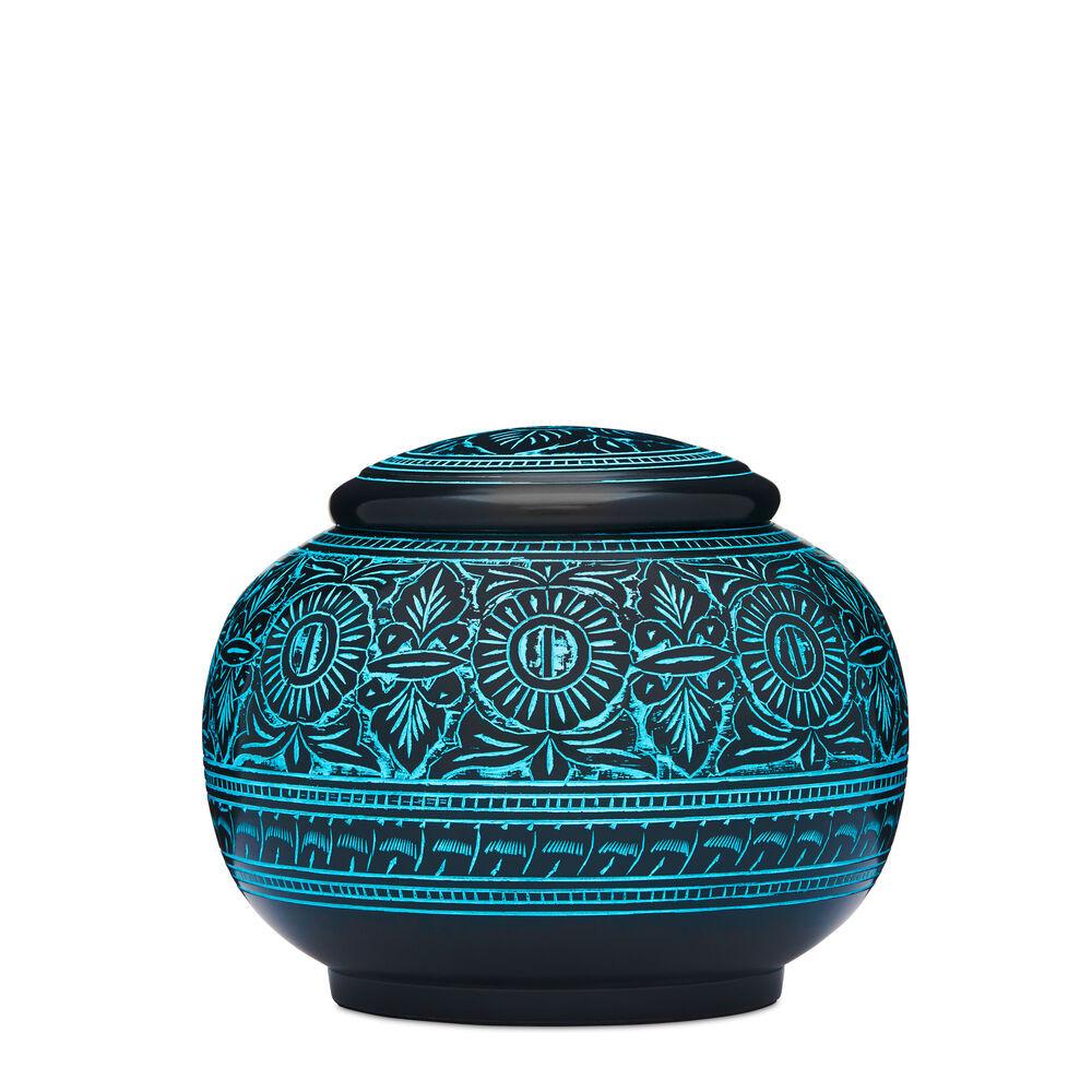 Black with Blue Floral - PREMIUM URNS