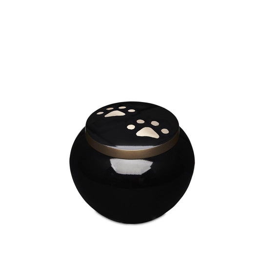 Black with Gold Paws Urn - Small - PREMIUM URNS