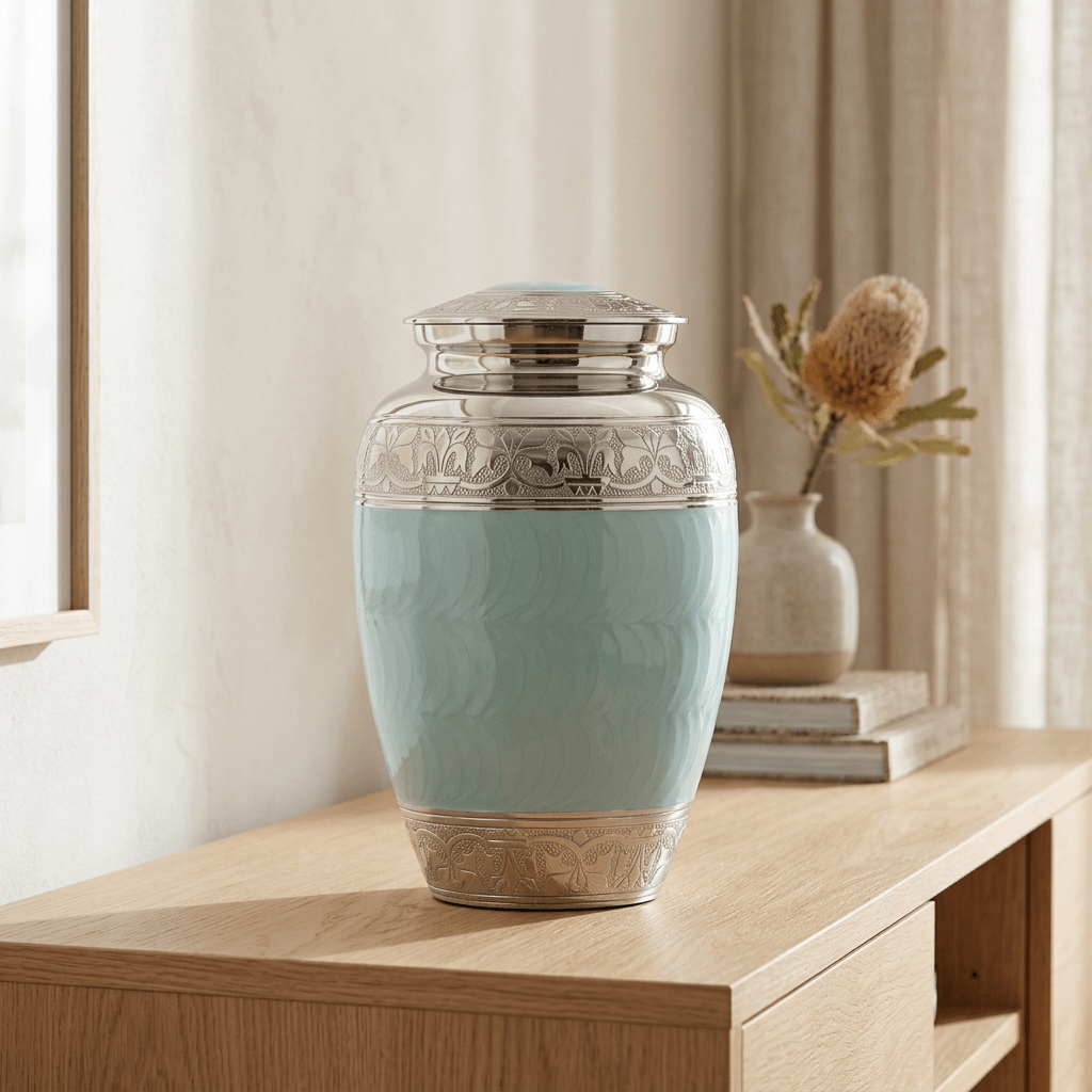 Blue and Silver Adult Urn - PREMIUM URNS