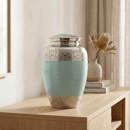 Blue and Silver Adult Urn - PREMIUM URNS