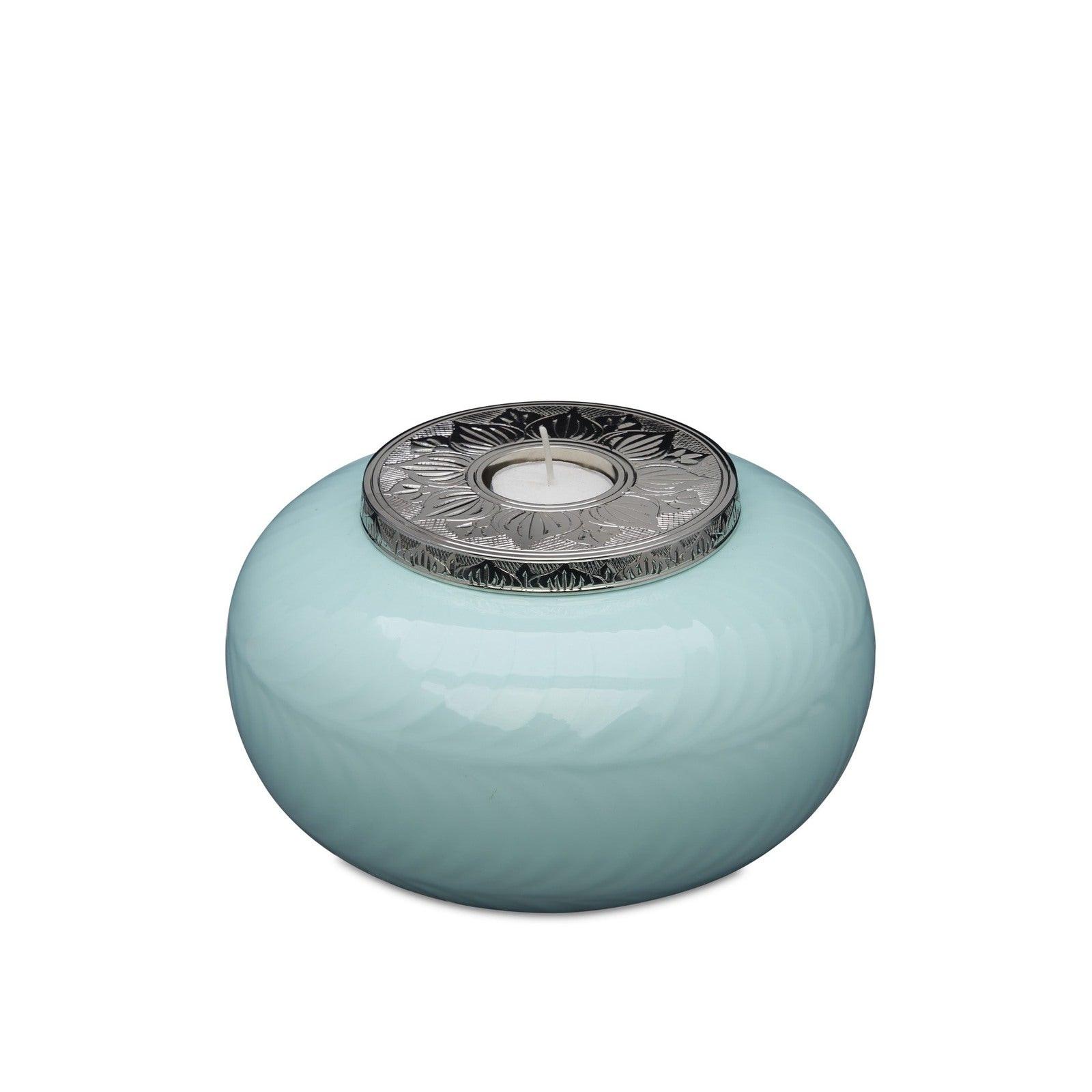 Blue and Silver Candle Urn - Medium - PREMIUM URNS