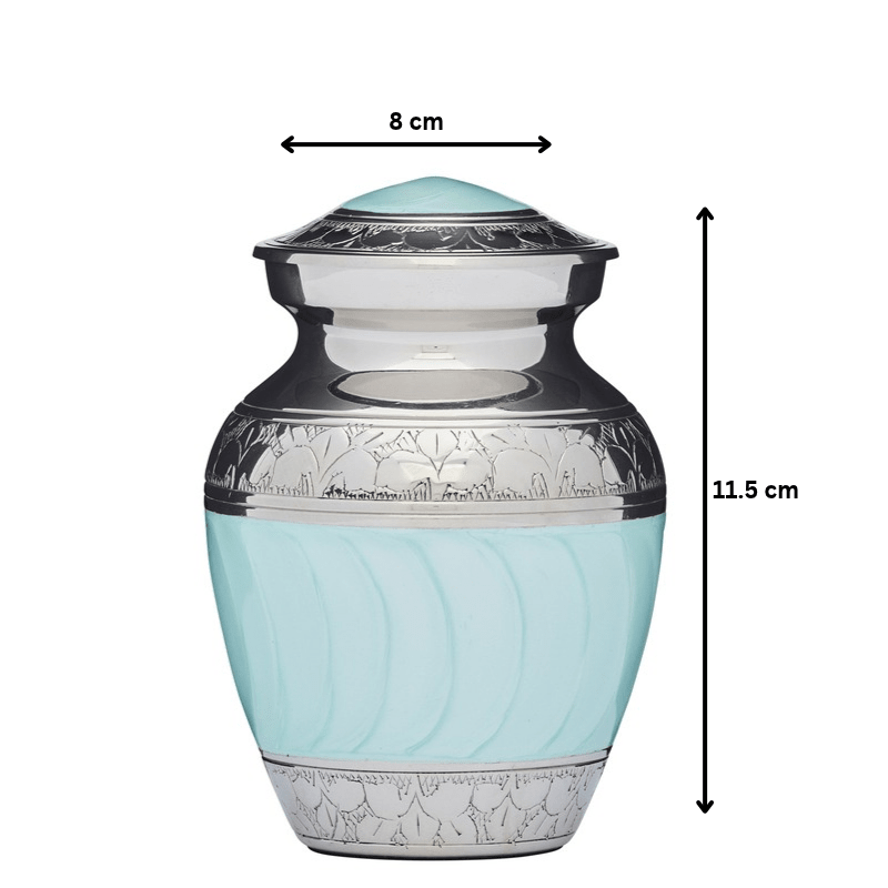 Blue Enamel & Nickel Urn - 4" - PREMIUM URNS