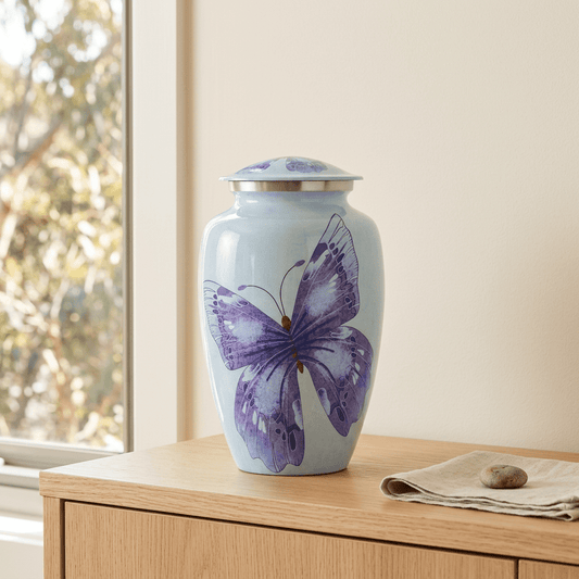 Blue on Blue Butterfly Adult Urn - PREMIUM URNS