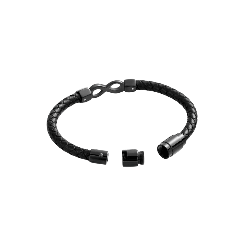 Braided Leather Black Infinity Bracelet Urn - PREMIUM URNS