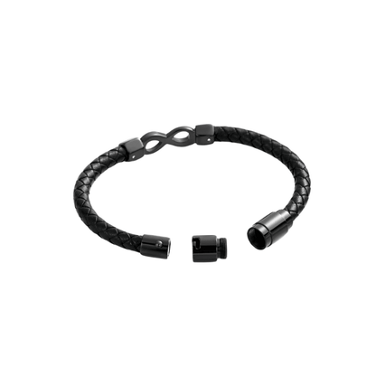 Braided Leather Black Infinity Bracelet Urn - PREMIUM URNS