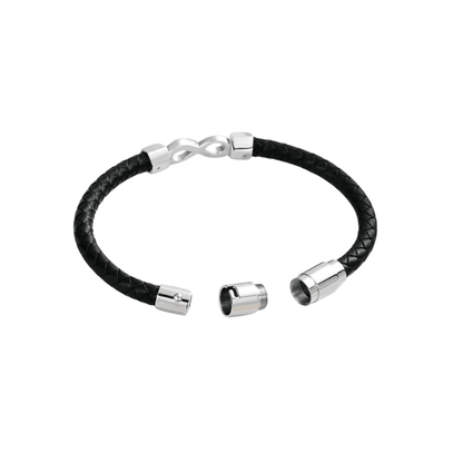 Braided Leather Silver Infinity Bracelet Urn - PREMIUM URNS