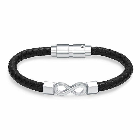 Braided Leather Silver Infinity Bracelet Urn - PREMIUM URNS