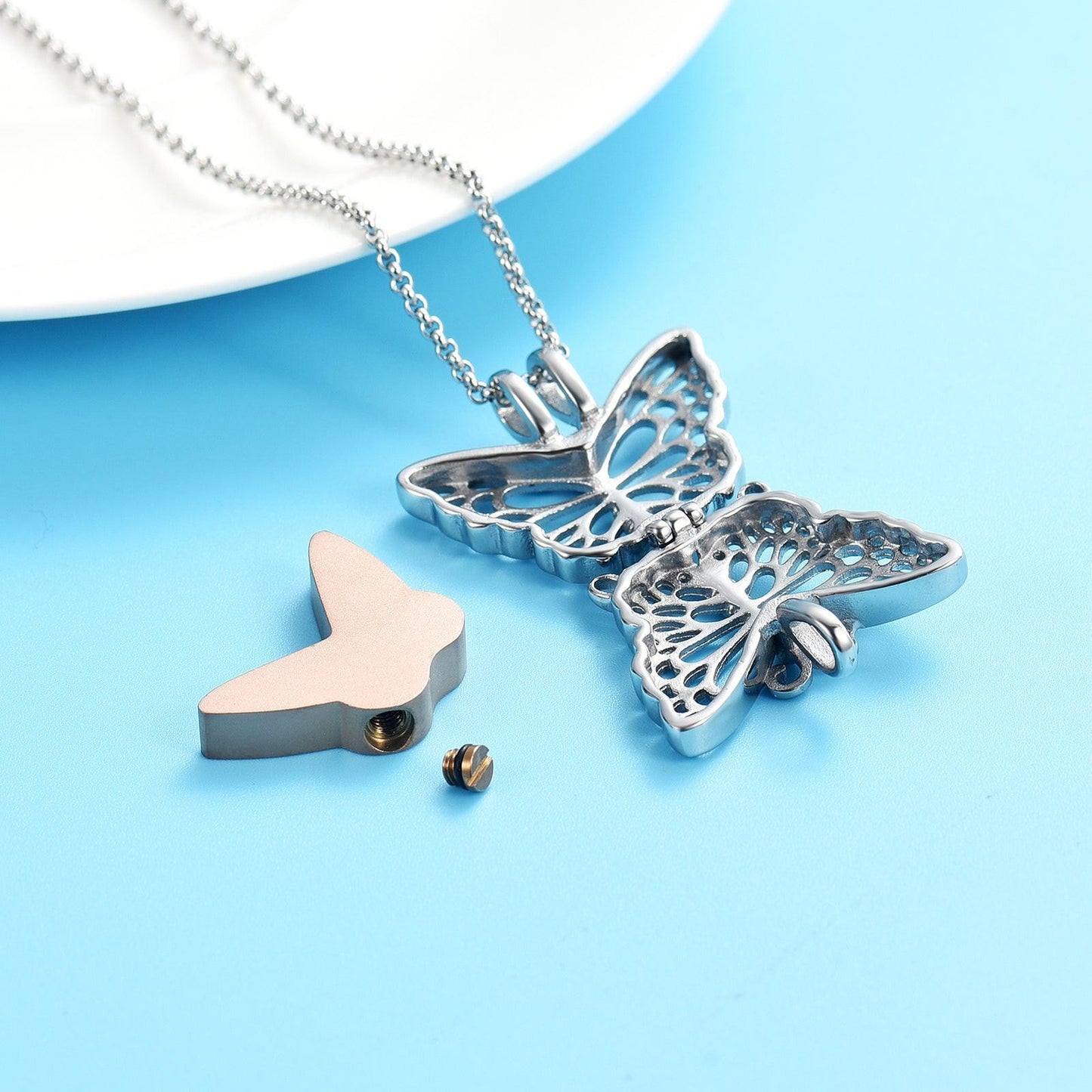 Butterfly Urn Pendant Rose Gold Tone - PREMIUM URNS