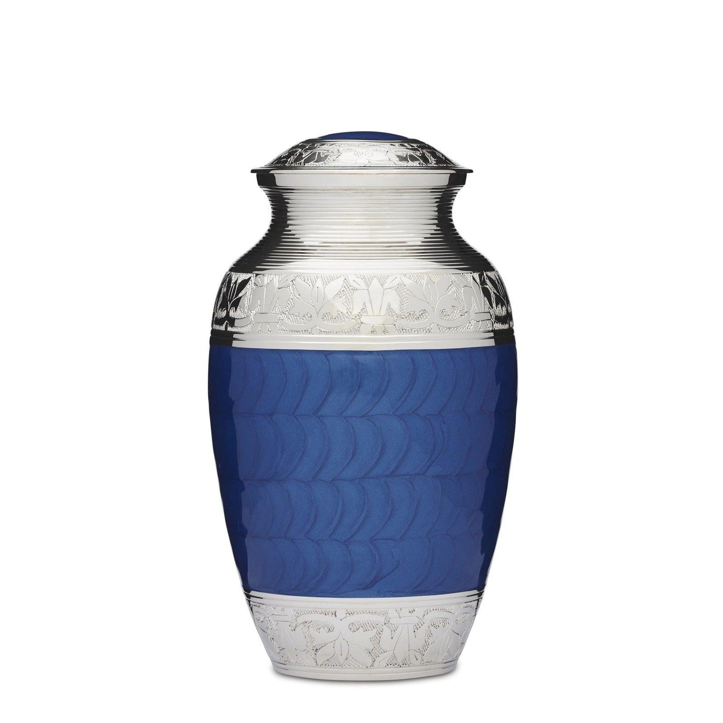 Classic Blue and Nickel Adult Urn - PREMIUM URNS