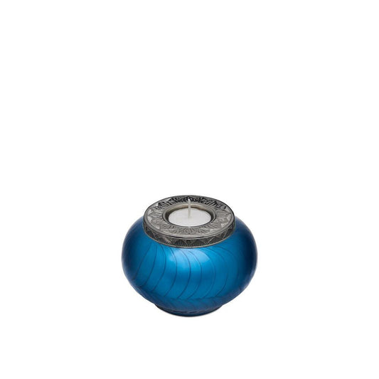 Classic Blue and Silver Candle Urn - Keepsake - PREMIUM URNS