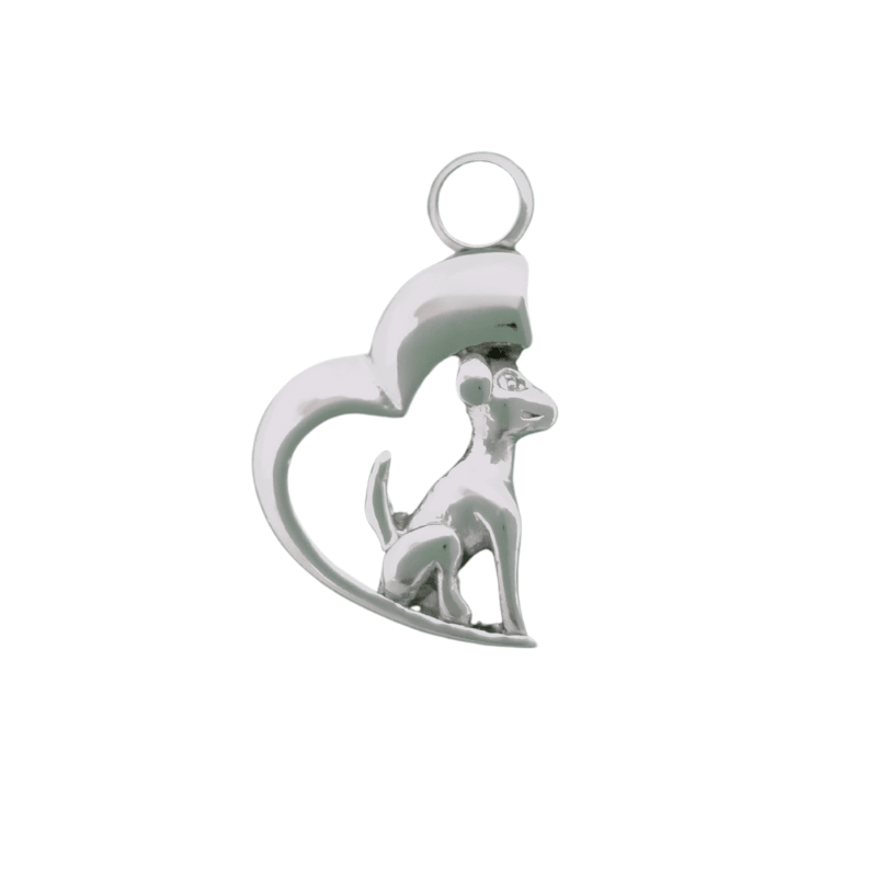 Dog on a Heart Moon Pendant - PREMIUM URNS