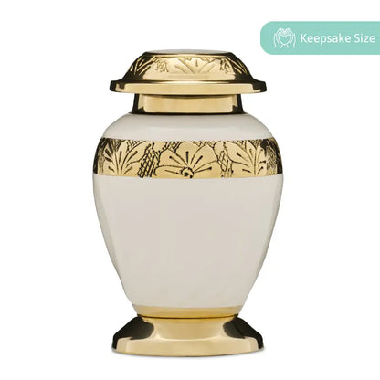 Embassy Gold White Urn Keepsake - PREMIUM URNS