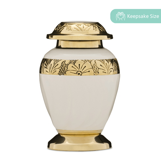 Embassy Gold White Urn Keepsake - PREMIUM URNS