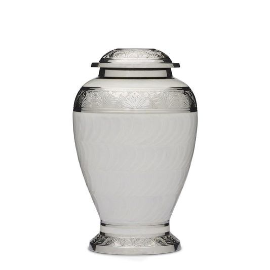 Embassy Silver and White Urn - PREMIUM URNS