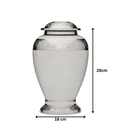 Embassy Silver and White Urn - PREMIUM URNS