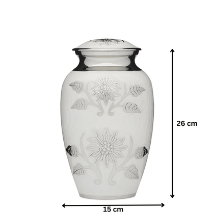 Floral White Adult Urn - PREMIUM URNS