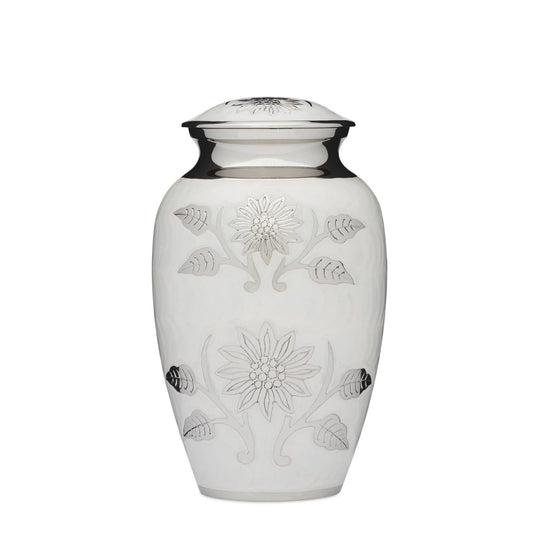 Floral White Adult Urn - PREMIUM URNS