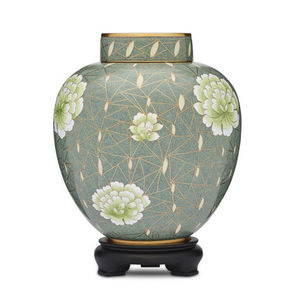 Green Floral Cloisonne Adult Urn - PREMIUM URNS
