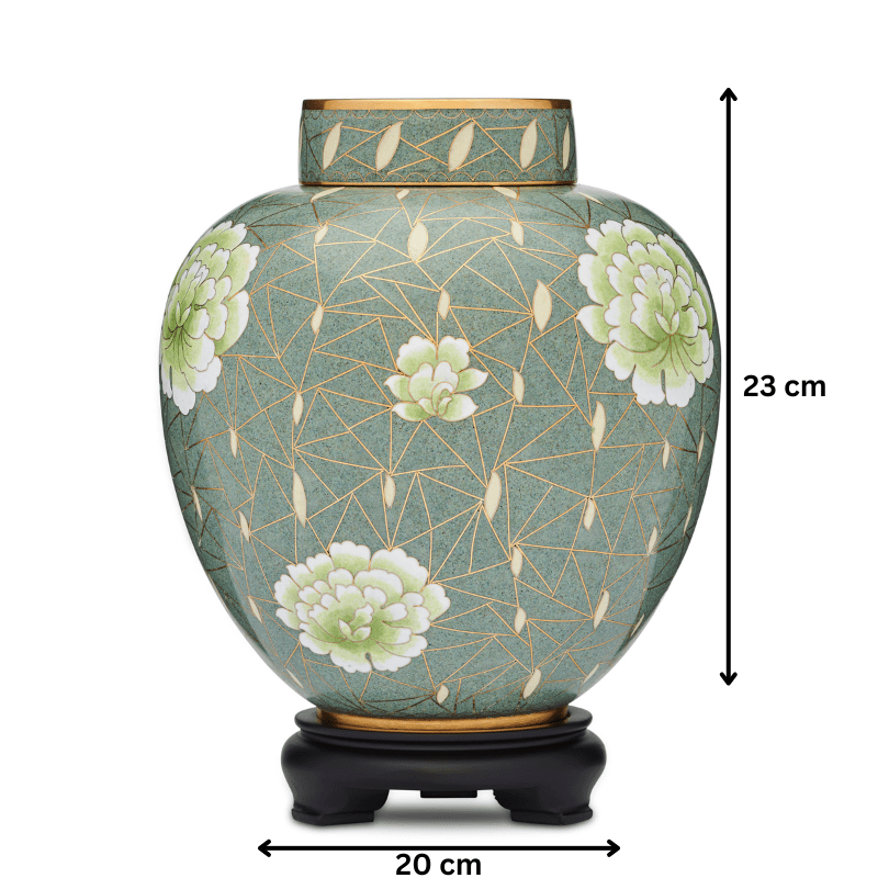 Green Floral Cloisonne Adult Urn - PREMIUM URNS