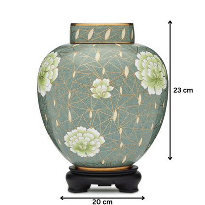 Green Floral Cloisonne Adult Urn - PREMIUM URNS