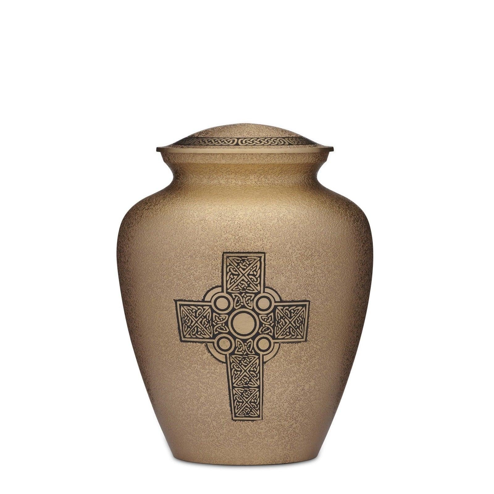 Hammered Gold Cross Urn Adult - PREMIUM URNS
