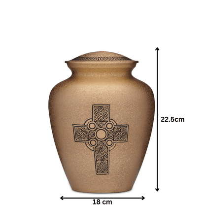 Hammered Gold Cross Urn Adult - PREMIUM URNS
