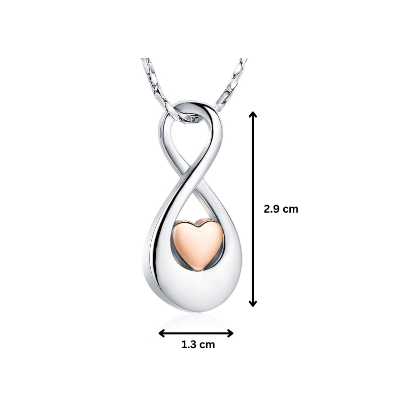 Infinity Rose Gold Plated Heart Pendant - PREMIUM URNS