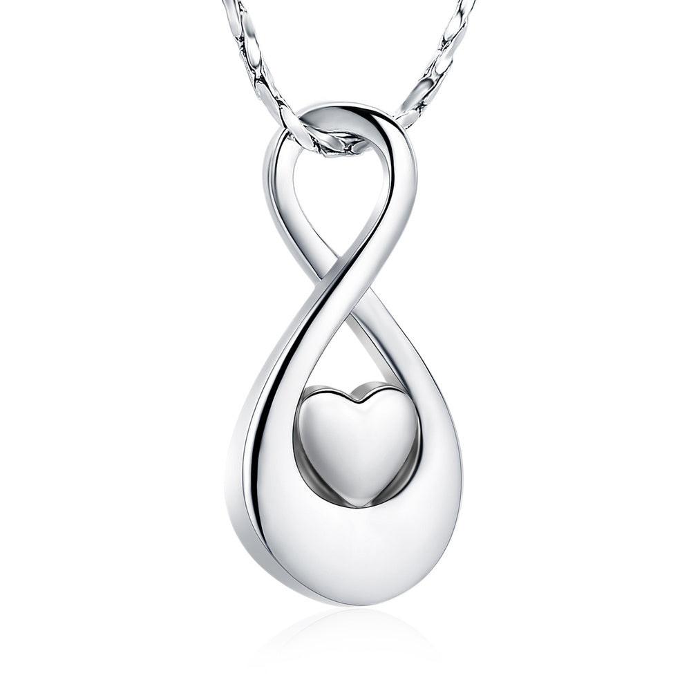 Infinity Silver Tone Heart Pendant - PREMIUM URNS