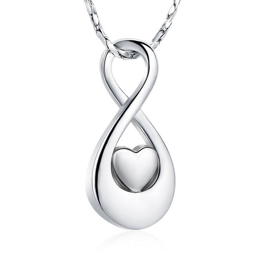 Infinity Silver Tone Heart Pendant - PREMIUM URNS