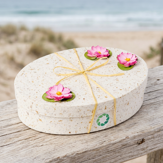 Lotus Flower Ocean Urn in a coastal setting