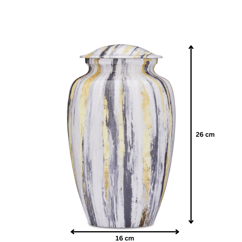 Modern Grey Gold Strokes Adult Urn - PREMIUM URNS
