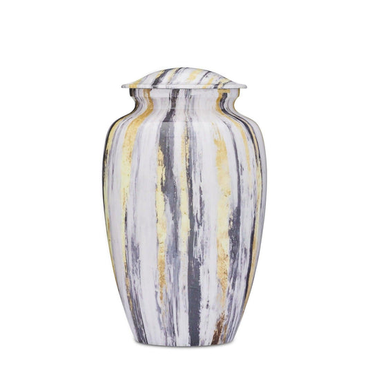 Modern Grey Gold Strokes Adult Urn - PREMIUM URNS