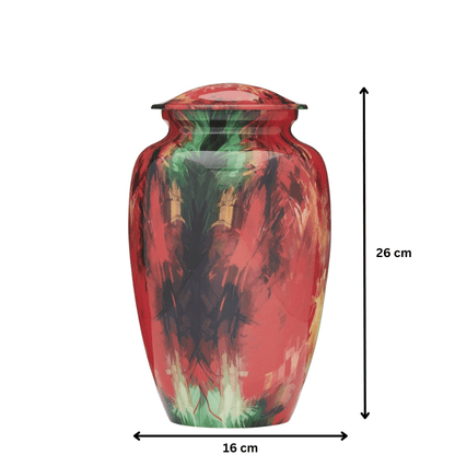 Modern Red Brush Adult Urn - PREMIUM URNS