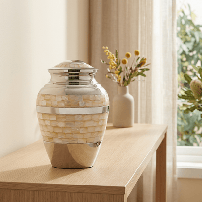 Mother of Pearl Nickel Adult Urn - PREMIUM URNS
