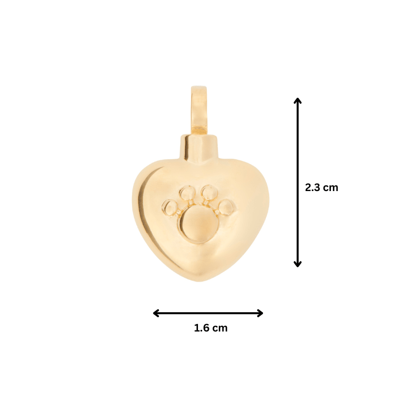 Paw Heart Pendant 18ct Gold Vermeil - PREMIUM URNS