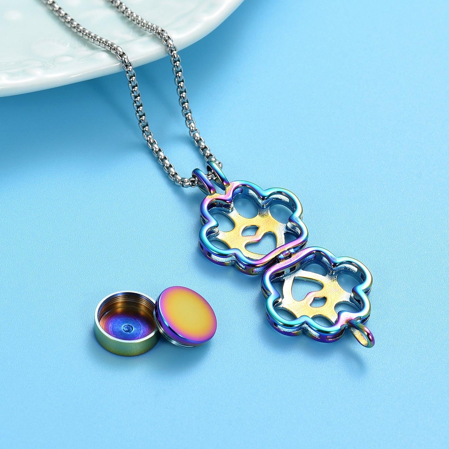 Paw Print Urn Pendant Rainbow - PREMIUM URNS