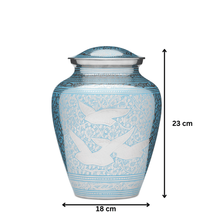 Peaceful Birds Teal Urn - PREMIUM URNS