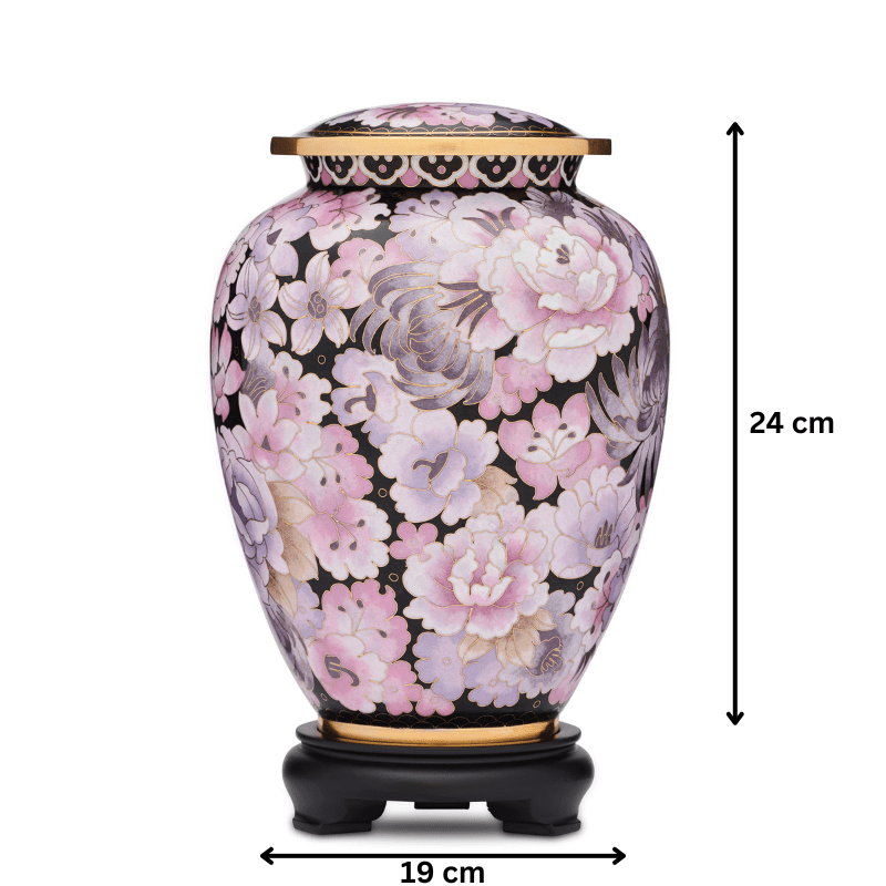 Pink Floral Cloisonne Adult Urn - PREMIUM URNS