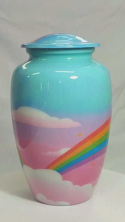 Pink Rainbow Alloy Urn