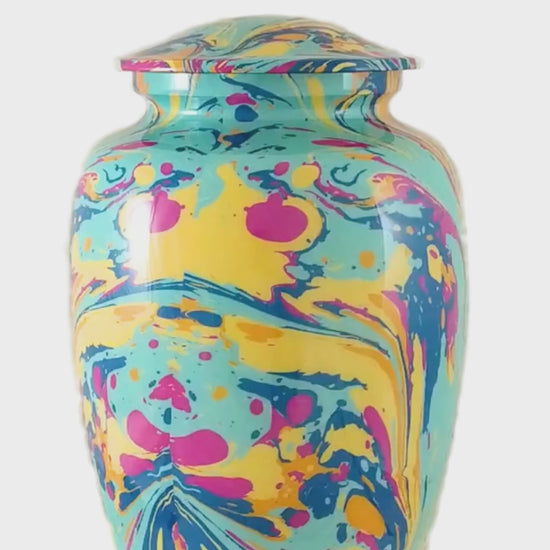 modern colourful cremation urn