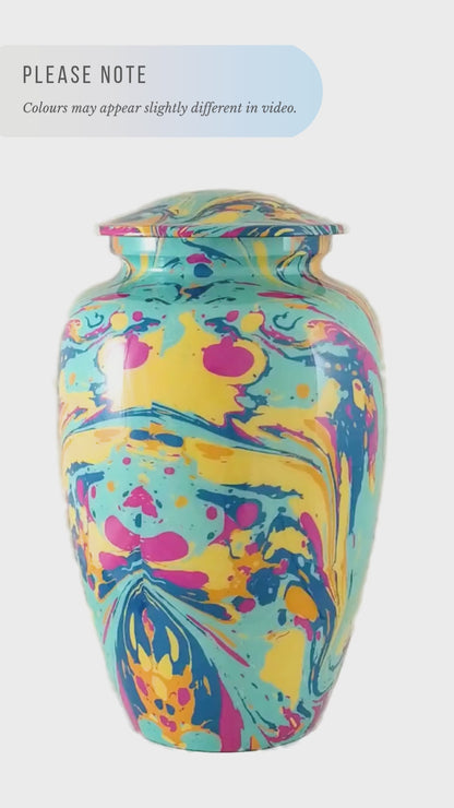 modern colourful cremation urn