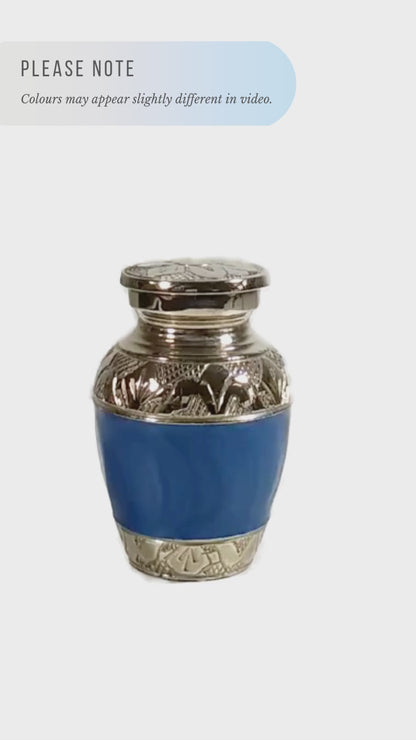 Classic Blue and Silver Keepsake urn