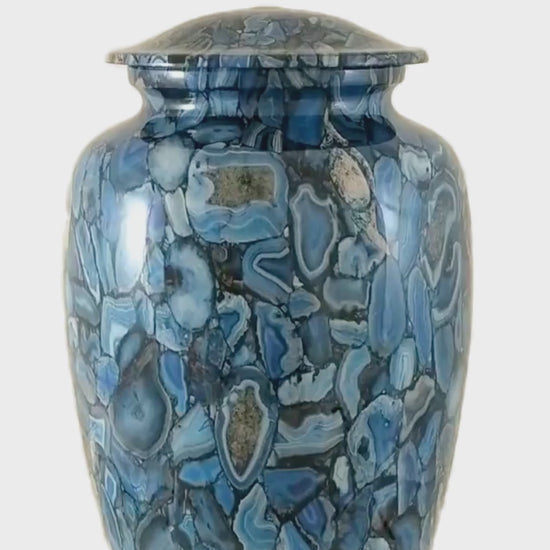 Blue cremation urn