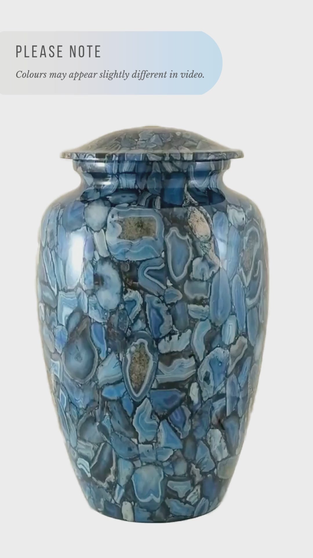 Blue cremation urn
